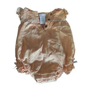 Shabby Chic Ruffled Romper 0-3 Months Orange & White